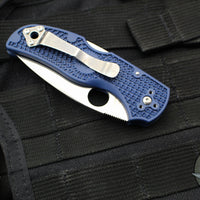 Spyderco Native 5 Blue Handle Satin SPY27 Flat Ground Lockback Knife C41PCBL5