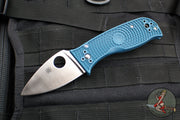 Spyderco Lil' Temperance- Teal Blue FRN Handle- Satin K390 Steel Blade