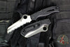 Spyderco Atlantic Black Handle Full Serrated Satin Flat Ground Lockback Knife C89SBK