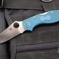 Spyderco Stretch Lockback Folder- Blue FRN Handle- Satin Flat Ground Blade C90FP2K390