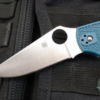 Spyderco Stretch Lockback Folder- Blue FRN Handle- Satin Flat Ground Blade C90FP2K390