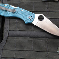 Spyderco Stretch Lockback Folder- Blue FRN Handle- Satin Flat Ground Blade C90FP2K390