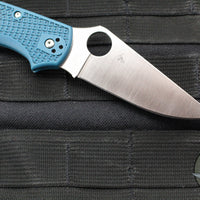 Spyderco Stretch Lockback Folder- Blue FRN Handle- Satin Flat Ground Blade C90FP2K390