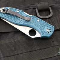 Spyderco Stretch Lockback Folder- Blue FRN Handle- Satin Flat Ground Blade C90FP2K390