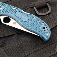 Spyderco Stretch Lockback Folder- Blue FRN Handle- Satin Flat Ground Blade C90FP2K390