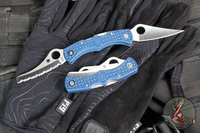 Spyderco Dyad Jr- Double Bladed Compression Lock Folder- Cobalt Blue FRN Handle- Satin SPY27 Steel Blades C39P&SCBL