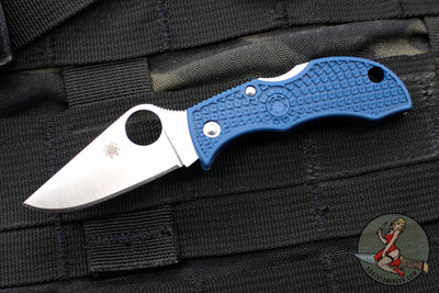 Spyderco Manbug- Cobalt Blue FRN Handle- Satin SPY27 Steel Blade MBCBL