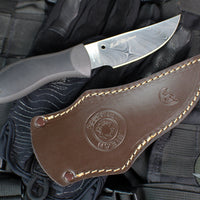 Spyderco Moran Fixed Blade- Upswept- Gray/Black FRN Handle- Damasteel Blade FB01PGYD SN 914/1180