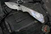 Mick Strider Custom XL-Grandpa Finished Drop Point Nightmare Grind- Double Flamed Ti Handles- Winged Skull Graphic