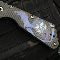 Mick Strider Custom XL-Grandpa Finished Spear Point- Double Flamed Ti Handles- Winged Skull Graphic