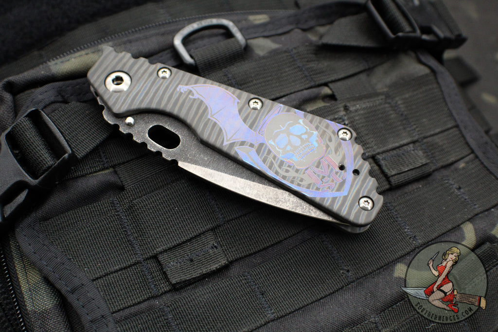 Mick Strider Custom XL-Grandpa Finished Spear Point- Double Flamed Ti ...