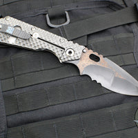 Mick Strider Custom XL- Single Edge with Hamon Nightmare Grind- Serrated- False Upper Swedge Double Gunner Grip Titanium Handle