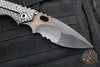 Mick Strider Custom XL- Single Edge with Hamon Nightmare Grind- Serrated- False Upper Swedge Double Gunner Grip Titanium Handle