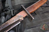 One-Off  Mick Strider Custom Fixed Short Sword- Forged Damascus Blade and Guard- Vintage Micarta Handle