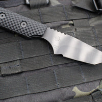 Strider Knives DB- Tanto Edge- Thin Stock- Black Gunner Grip- Tiger Stripe Finished D2 Steel Blade