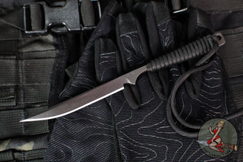 Strider Knives Fixed Blade- Slim Fighter- 3V Black Blade- Black Cord "SMF9"