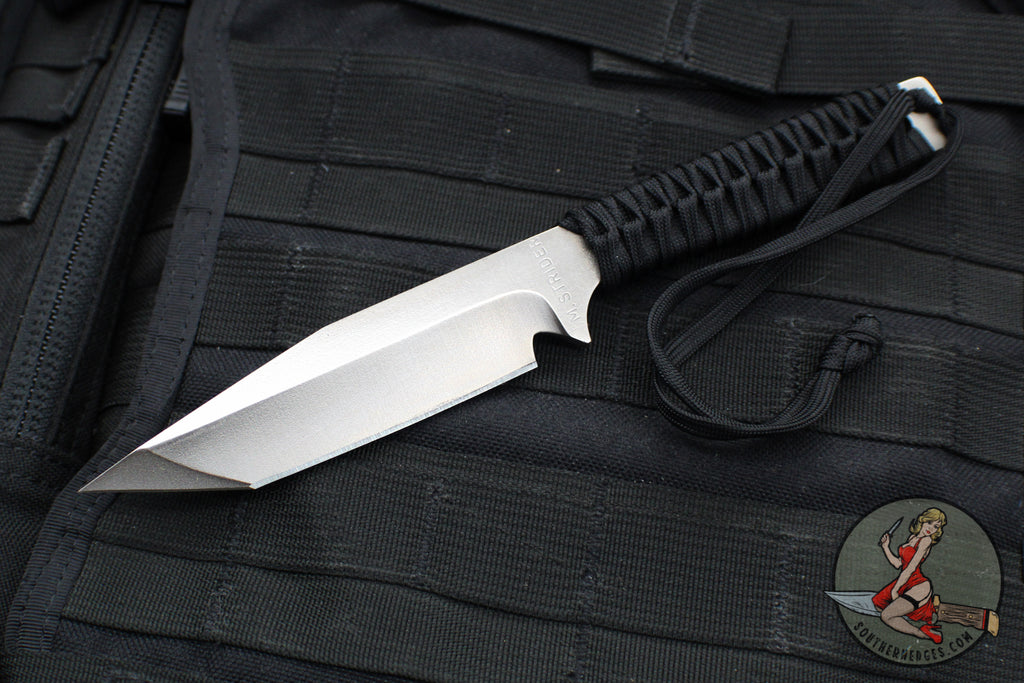 Strider Knives Fixed Blade- Tanto Edge- Black Cord- Satin Blade TE7