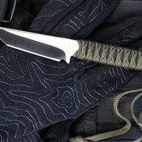 Strider Knives Fixed Blade- Tanto Edge- Green Cord- Satin Blade