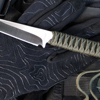 Strider Knives Fixed Blade- Tanto Edge- Green Cord- Satin Blade
