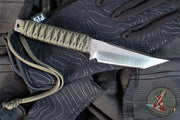 Strider Knives Fixed Blade- Tanto Edge- Green Cord- Satin Blade