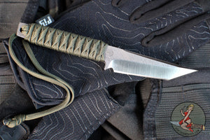 Strider Knives Fixed Blade- Tanto Edge- Green Cord- Satin Blade