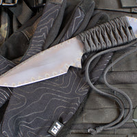 Strider Knives Fixed Blade- Titanium- Tanto Edge- Anodized And Flamed- Black Cord TETI3