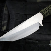 Strider Knives Fixed Blade- Tanto Edge- OD Green Cord- Satin Blade