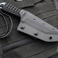 Strider Knives Fixed Blade- Flamed And Blue/Purple Anodized Titanium- Black Cord