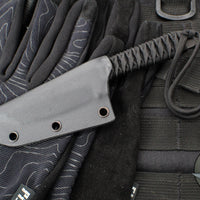 Strider Knives Fixed Blade- Tanto Edge- Black Cord- Black D2 Blade