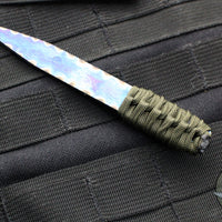 Strider Flamed And Blued Titanium Nail- Green Cord