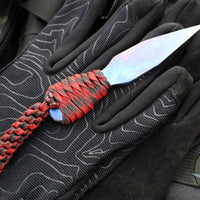 Strider Titanium Nail - Push Dagger Configuration- Blued Finish- Red/Black Cord "RBC8"