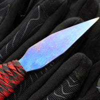 Strider Titanium Nail - Push Dagger Configuration- Blued Finish- Red/Black Cord "RBC8"