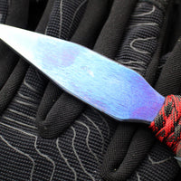 Strider Titanium Nail - Push Dagger Configuration- Blued Finish- Red/Black Cord "RBC8"