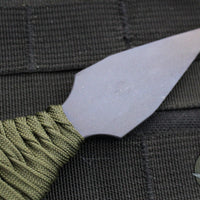 Strider Blue Anodized Titanium Nail -  Push Dagger Configuration- Green Cord