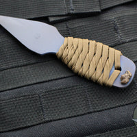 Strider Blue Anodized Titanium Nail -  Push Dagger Configuration- Brown Cord