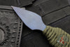 Strider Blue Anodized Titanium Nail -  Push Dagger Configuration- Green Cord- Black Strider Leather Sheath