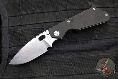 Mick Strider Knives PT - Drop Point- Stonewash Finished Ti And Black G-10 Handle- Stonewash Blade