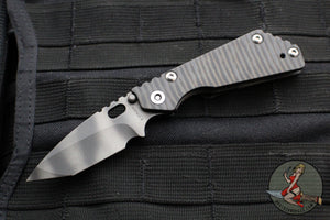 Mick Strider Knives PT- Tanto Edge- Tiger Stripe Camo Finished Blade- Double Flamed Titanium Handle