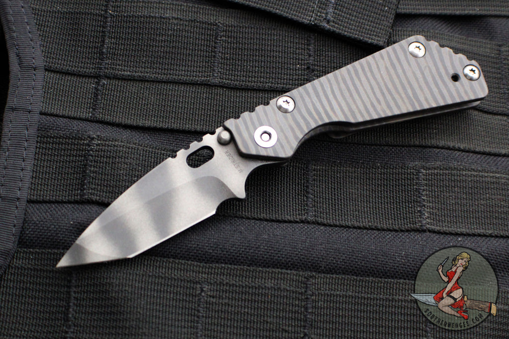 Mick Strider Knives PT- Tanto Edge- Tiger Stripe Camo Finished Blade- Double Flamed Titanium Handle