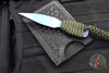 Strider Blue Anodized Titanium Nail -  Push Dagger Configuration- Green Cord- Black Strider Leather Sheath