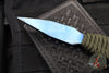 Strider Blue Anodized Titanium Nail -  Push Dagger Configuration- Green Cord- Black Strider Leather Sheath