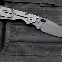 Strider SMF Folder- Drop Point- Black Textured G-10 And Flamed Titanium- Black Finished Magnacut Blade