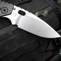 Strider SMF Folder- Drop Point- Black Textured G-10 And Flamed Titanium- Stonewash Finished Blade