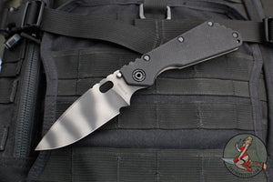 Strider SMF Folder- Drop Point- Black Textured G-10- Tiger Stripe Finished Blade