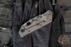 Strider SMF Folder- Drop Point- Black Textured G-10 And Flamed Titanium Handle- Tiger Stripe Finished Blade