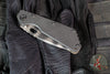 Strider SMF Folder- Drop Point- Black Textured G-10 And Flamed Titanium Handle- Tiger Stripe Finished Blade
