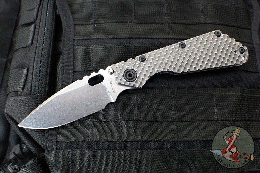 Strider SMF Folder- Drop Point- CC- Double Gunner Grip Titanium Handle ...