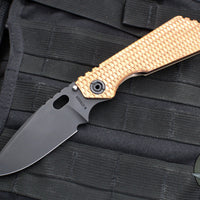 Strider SMF Folder- Drop Point- Gunner Grip Copper Top- Bronzed Anodized Titanium Bottom Handle- Black Magnacut Blade