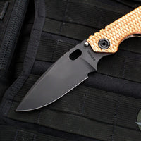 Strider SMF Folder- Drop Point- Gunner Grip Copper Top- Bronzed Anodized Titanium Bottom Handle- Black Magnacut Blade