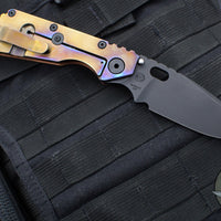 Strider SMF Folder- Drop Point- Gunner Grip Copper Top- Bronzed Anodized Titanium Bottom Handle- Black Magnacut Blade